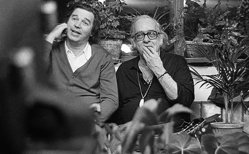 Vinicius e Tom Jobim durante as filmagens